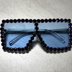 Blue Rhinestone Sunglasses